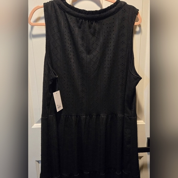 Croft & Barrow Black Sleeveless Sun Dress XL BOHO CHIC Mesh Knit Whimsy Goth - Picture 5 of 16